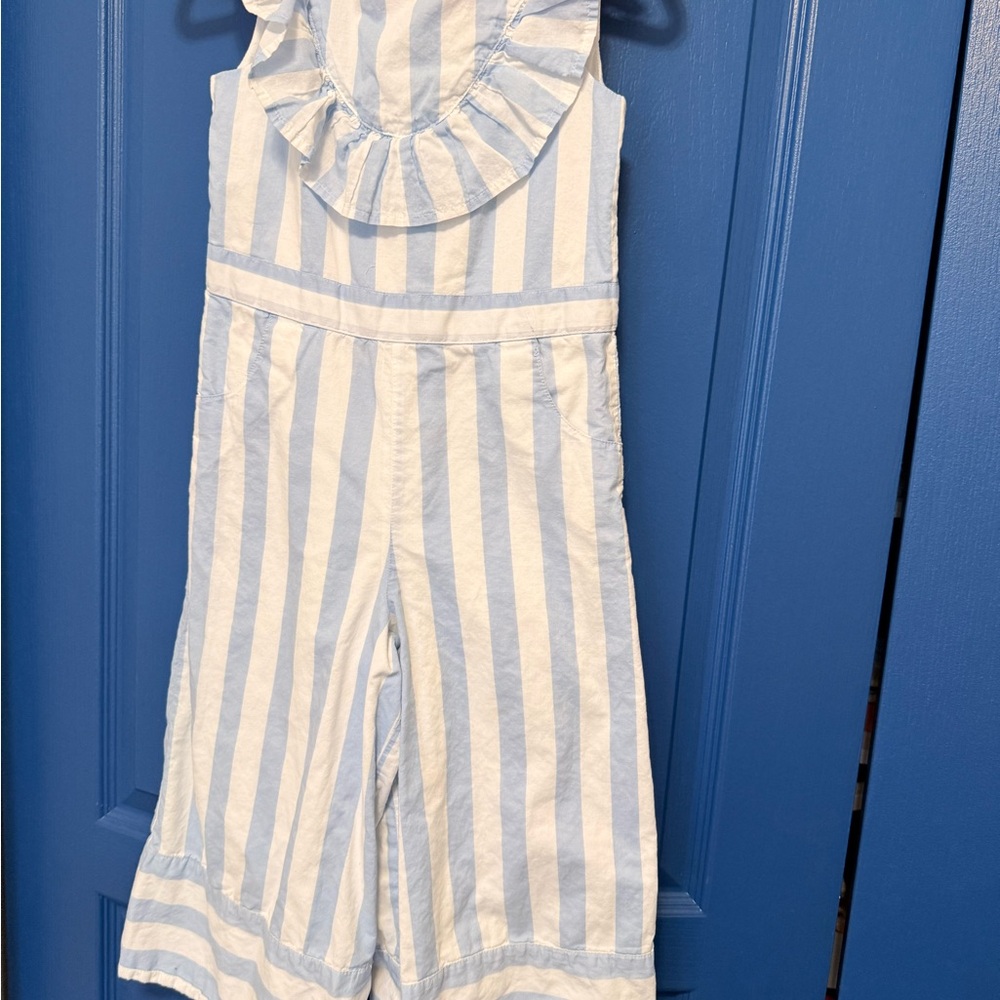 Janie and Jack Blue and White Striped Romper